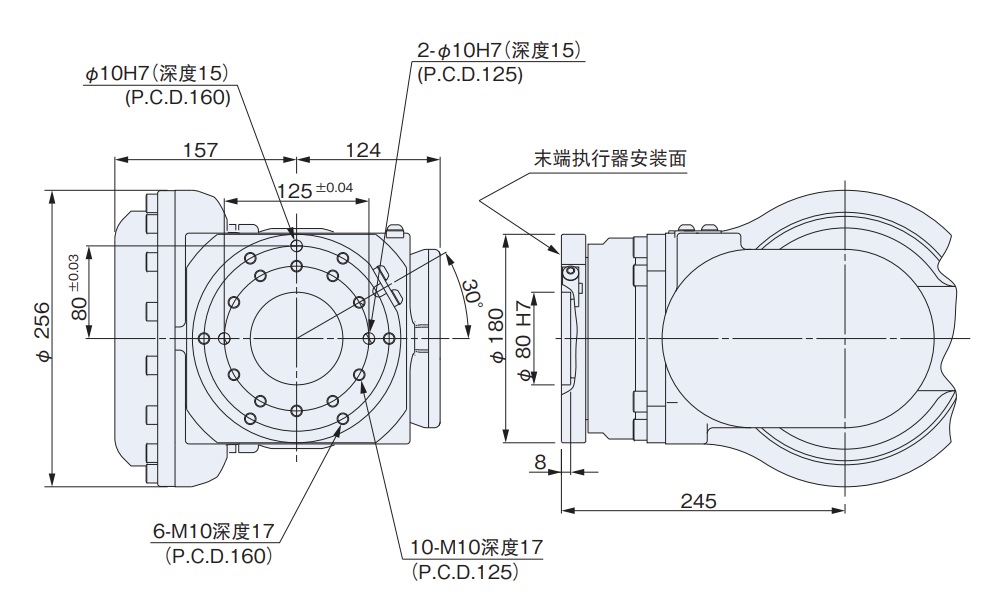 SRA210 外形尺寸及动作范围